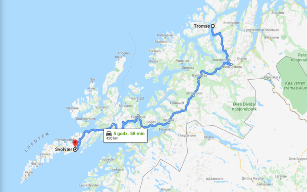 Trasa z Tromso na Lofoty
